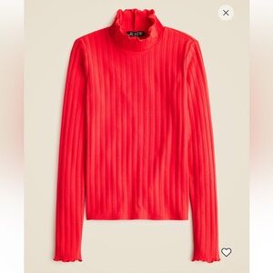 NWT J.Crew Pointelle Knit Turtleneck, candy apple, XS